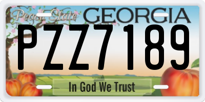 GA license plate PZZ7189