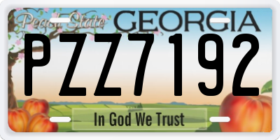 GA license plate PZZ7192