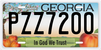 GA license plate PZZ7200