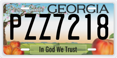 GA license plate PZZ7218