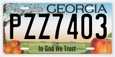 GA license plate PZZ7403
