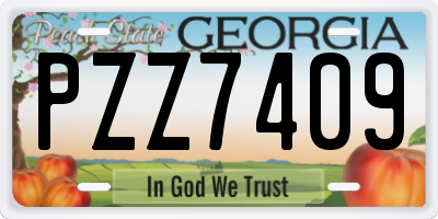 GA license plate PZZ7409
