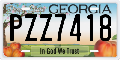 GA license plate PZZ7418