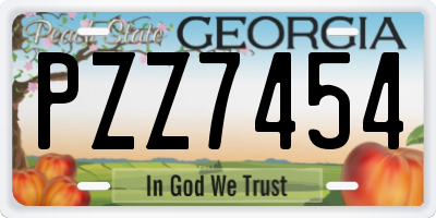 GA license plate PZZ7454