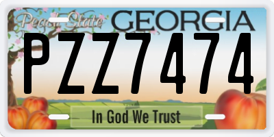 GA license plate PZZ7474