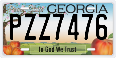 GA license plate PZZ7476