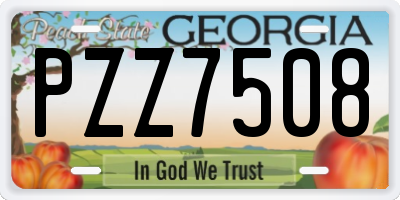 GA license plate PZZ7508