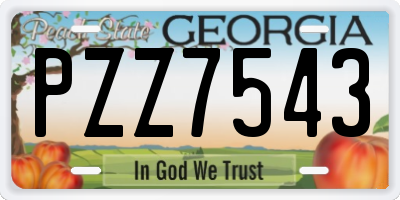 GA license plate PZZ7543