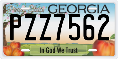 GA license plate PZZ7562