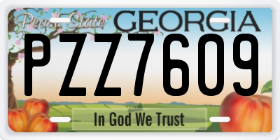 GA license plate PZZ7609