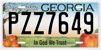 GA license plate PZZ7649
