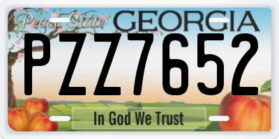 GA license plate PZZ7652