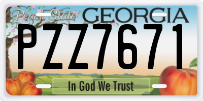 GA license plate PZZ7671