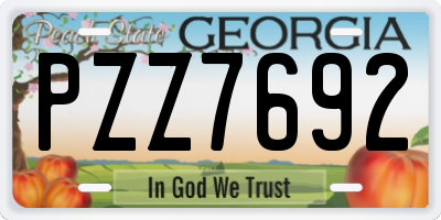 GA license plate PZZ7692