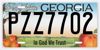 GA license plate PZZ7702