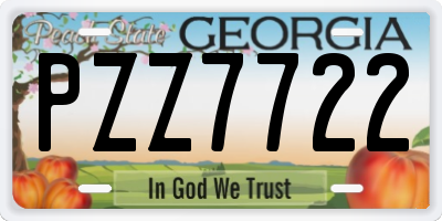 GA license plate PZZ7722
