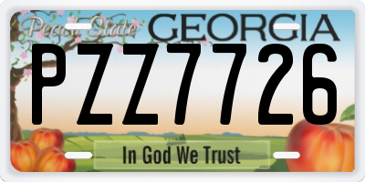 GA license plate PZZ7726