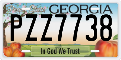 GA license plate PZZ7738