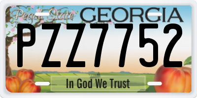 GA license plate PZZ7752