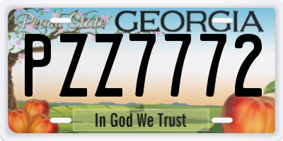 GA license plate PZZ7772