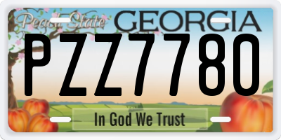 GA license plate PZZ7780