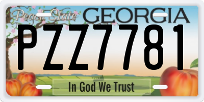 GA license plate PZZ7781