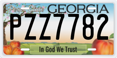 GA license plate PZZ7782