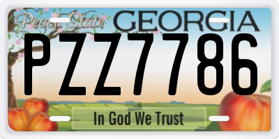 GA license plate PZZ7786