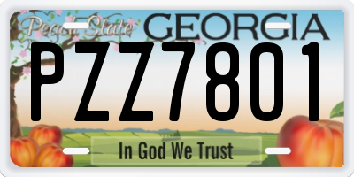 GA license plate PZZ7801