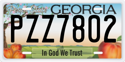 GA license plate PZZ7802