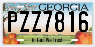 GA license plate PZZ7816