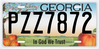 GA license plate PZZ7872