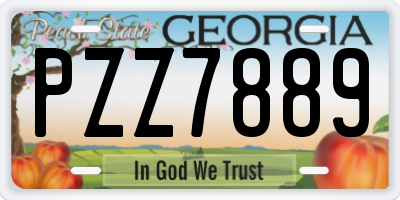 GA license plate PZZ7889