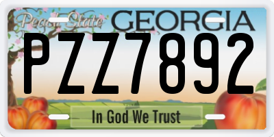 GA license plate PZZ7892