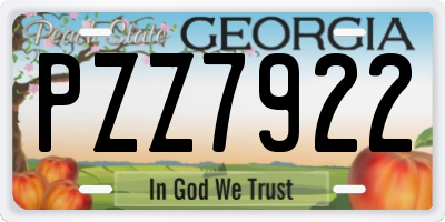 GA license plate PZZ7922