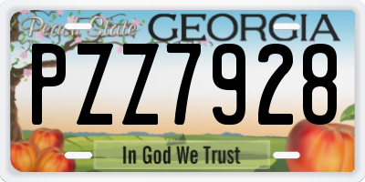 GA license plate PZZ7928