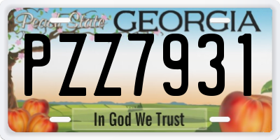GA license plate PZZ7931