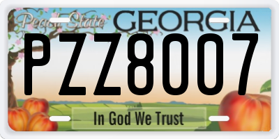 GA license plate PZZ8007