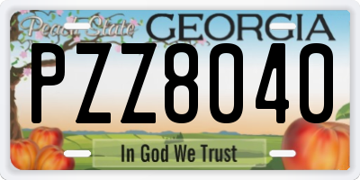 GA license plate PZZ8040