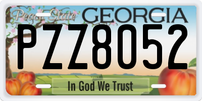 GA license plate PZZ8052