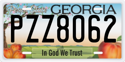 GA license plate PZZ8062