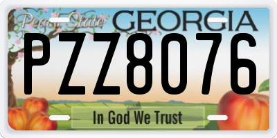 GA license plate PZZ8076