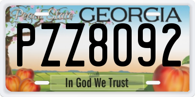 GA license plate PZZ8092