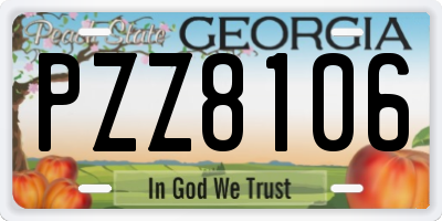 GA license plate PZZ8106