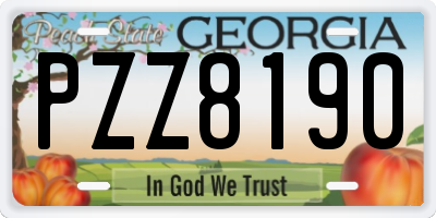 GA license plate PZZ8190