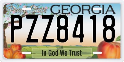 GA license plate PZZ8418