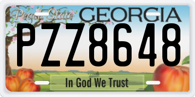 GA license plate PZZ8648