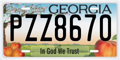 GA license plate PZZ8670
