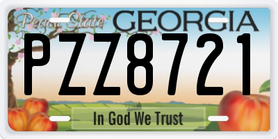 GA license plate PZZ8721