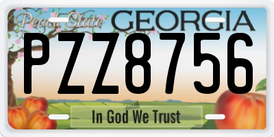 GA license plate PZZ8756